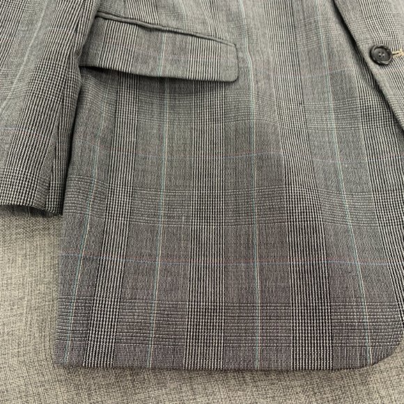 Vintage Mens Towncraft Suit Wool Blazer Cream Black 2 Button Size 42L W36 Jacket - Picture 6 of 16